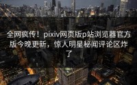 全网疯传！pixiv网页版p站浏览器官方版今晚更新，惊人明星秘闻评论区炸了