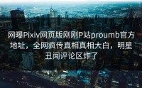网曝Pixiv网页版刚刚P站proumb官方地址，全网疯传真相真相大白，明星丑闻评论区炸了