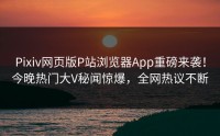 Pixiv网页版P站浏览器App重磅来袭！今晚热门大V秘闻惊爆，全网热议不断