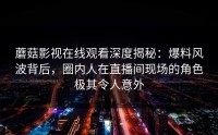 蘑菇影视在线观看深度揭秘：爆料风波背后，圈内人在直播间现场的角色极其令人意外