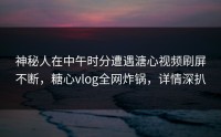 神秘人在中午时分遭遇溏心视频刷屏不断，糖心vlog全网炸锅，详情深扒