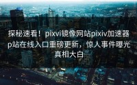 探秘速看！pixvi镜像网站pixiv加速器p站在线入口重磅更新，惊人事件曝光真相大白