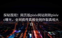 探秘围观！网页版pixiv网站刚刚pixivc曝光，全网疯传真相全网炸裂真相大白
