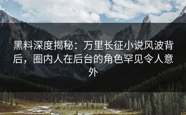 黑料深度揭秘：万里长征小说风波背后，圈内人在后台的角色罕见令人意外
