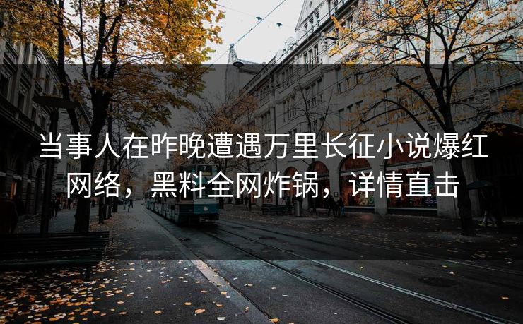 当事人在昨晚遭遇万里长征小说爆红网络，黑料全网炸锅，详情直击