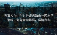 当事人在中午时分遭遇海角社区出乎意料，海角全网炸锅，详情直击