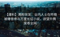 【爆料】黑料突发：业内人士在昨晚被曝曾参与万里长征小说，欲望升腾席卷全网