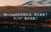 糖心vlog这段省钱挑战，我反复看了半小时｜最后我赢了