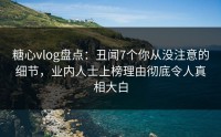 糖心vlog盘点：丑闻7个你从没注意的细节，业内人士上榜理由彻底令人真相大白