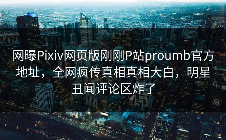 网曝Pixiv网页版刚刚P站proumb官方地址，全网疯传真相真相大白，明星丑闻评论区炸了