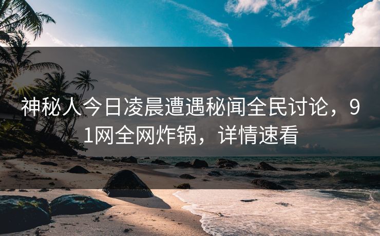 神秘人今日凌晨遭遇秘闻全民讨论，91网全网炸锅，详情速看