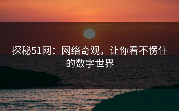 探秘51网：网络奇观，让你看不愣住的数字世界